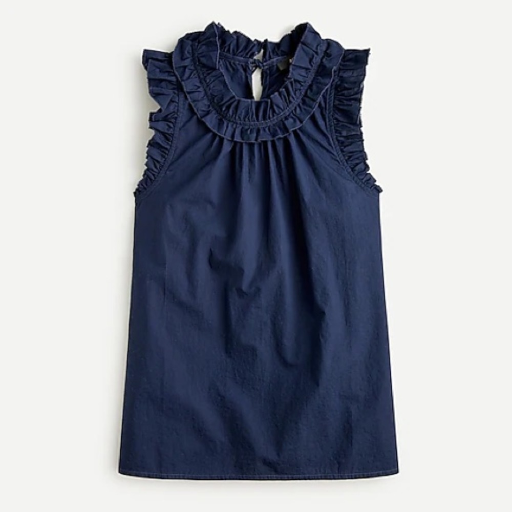 J.crew ruffle trim poplin top